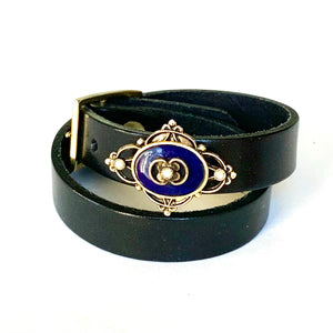 "Royal Highness"<br>leather double wrap cuff bracelet