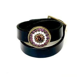 "Round Table Love"<br>leather double wrap cuff bracelet