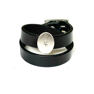 "Gratitude"<br>leather double wrap cuff bracelet