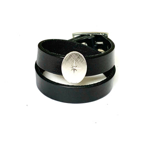 "Gratitude"<br>leather double wrap cuff bracelet