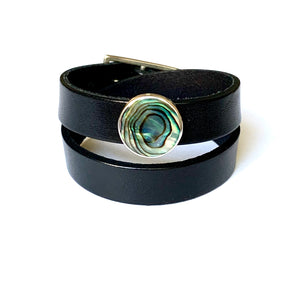 "My First Lip Gloss"<br>leather double wrap cuff bracelet
