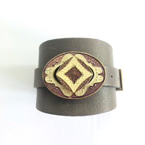 "Go Figure" <br>leather cuff bracelet