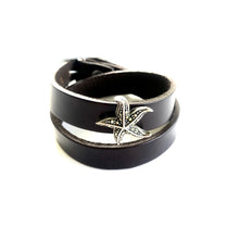 "Kiss the Ocean" <br>leather double wrap cuff bracelet