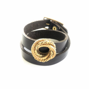 "Home Sweet Home"<br>leather double wrap cuff bracelet