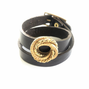 "Home Sweet Home"<br>leather double wrap cuff bracelet