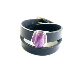 "A Moment of Zen"<br>leather double wrap cuff bracelet