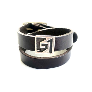 "The Missing Piece"<br>leather double wrap cuff bracelet