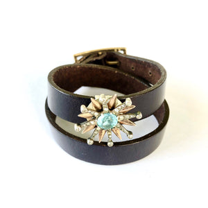 "If The Crown Fits"<br>leather double wrap cuff bracelet