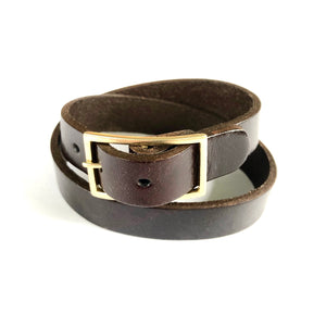 "Bain de Soleil"<br>leather double wrap cuff bracelet