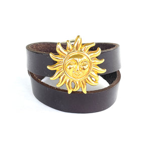 "Rise and Shine" <br>leather double wrap cuff bracelet