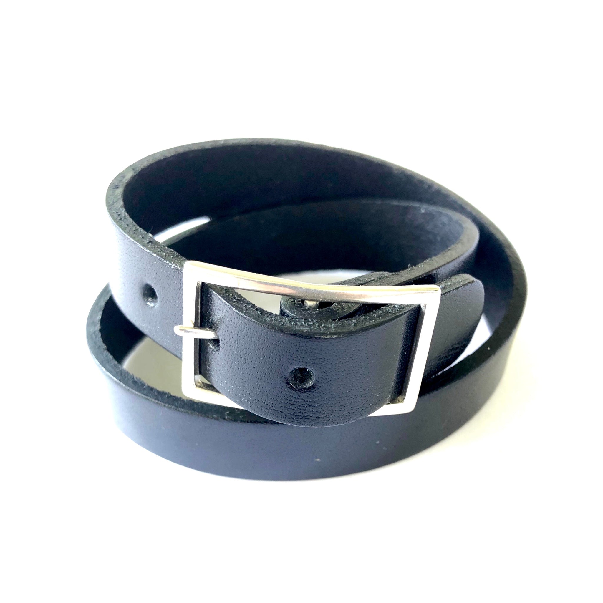 Wide Men's Leather Wristband | Tongue buckle