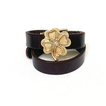 “Forever Lucky"<br>leather double wrap cuff bracelet
