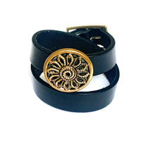 "Sunflowers For Days" <br>leather double wrap cuff bracelet