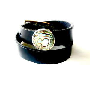 "Kissing Potion"<br>leather double wrap cuff bracelet