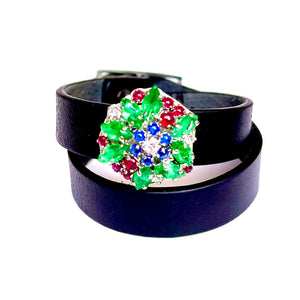 "Jingle Baby"<br>leather double wrap cuff bracelet