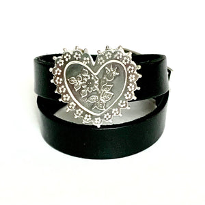 "Addicted to Love"<br>leather double wrap cuff bracelet